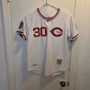 White and Red Tigers Baseball Jersey
